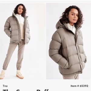 Aritiza TNA the super puff Goose-down Puffer Jacket, taupe